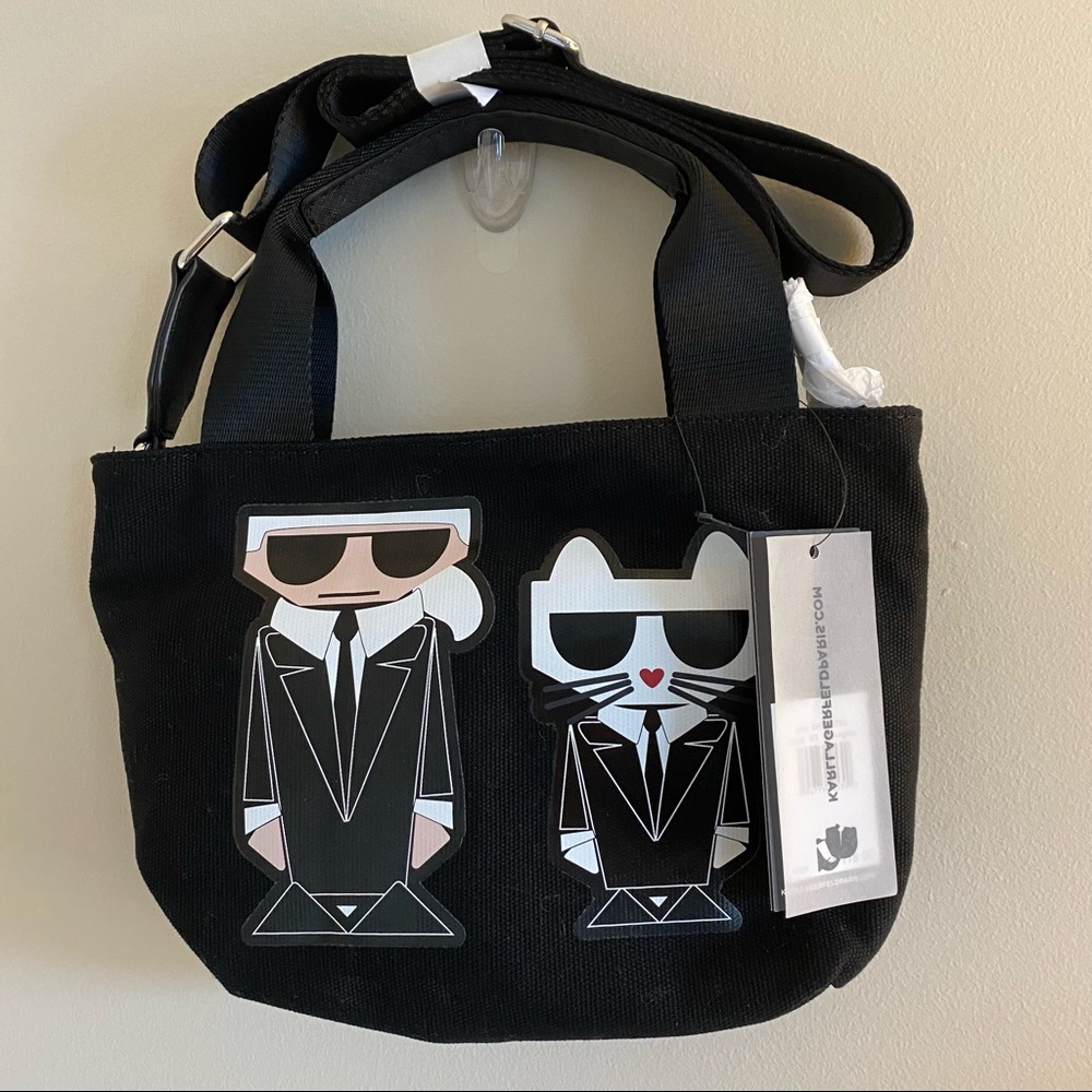 KARL LAGERFELD PARIS MAYBELLE CROSSBODY BAG BLACK SUNGLASSES CANVAS